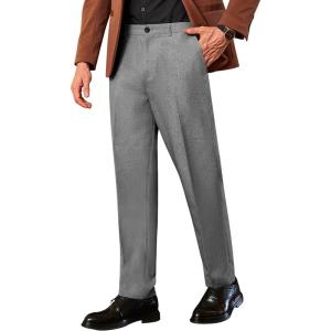 imageCOOFANDY Men Classic Fit Dress Pant Casual Flat Front Pant Expandable Waist Suit PantDark Grey Heather