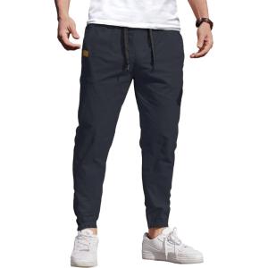 imageCOOFANDY Mens Casual Joggers Pants Elastic Drawstring Chino Cargo Pants Hiking Outdoor Track SweatpantsLight Blue