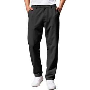 imageCOOFANDY Mens Casual Pants Classic Fit Straight Legs Flat Front Twill PantsBlack
