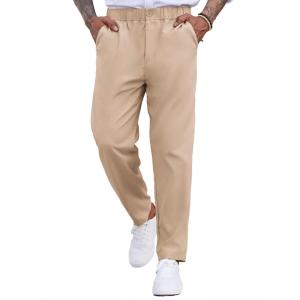 imageCOOFANDY Mens Casual Pants Relaxed Fit Flat Front Expandable Waist Chino Slack TrousersChampagne
