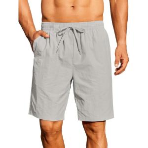 imageCOOFANDY Mens Casual Shorts Summer Beach Elastic Waist Drawstring Shorts Lightweight Quicky Dry Vacation ShortsGrey