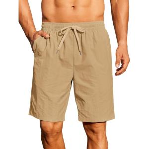 imageCOOFANDY Mens Casual Shorts Summer Beach Elastic Waist Drawstring Shorts Lightweight Quicky Dry Vacation ShortsKhaki