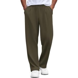 imageCOOFANDY Mens Casual Sweatpants Open Bottom Lounge Pants Lightweight Baggy Workout Yoga Track PantsArmy Green