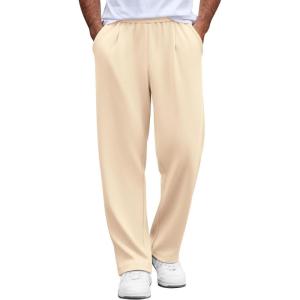 imageCOOFANDY Mens Casual Sweatpants Open Bottom Lounge Pants Lightweight Baggy Workout Yoga Track PantsBeige