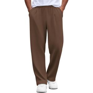 imageCOOFANDY Mens Casual Sweatpants Open Bottom Lounge Pants Lightweight Baggy Workout Yoga Track PantsBrown