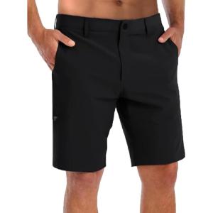 imageCOOFANDY Mens Hybrid Casual Golf Shorts 9quot Stretch Lightweight Quick Dry Summer Hiking Travel Shorts with Zipper PocketsBlack