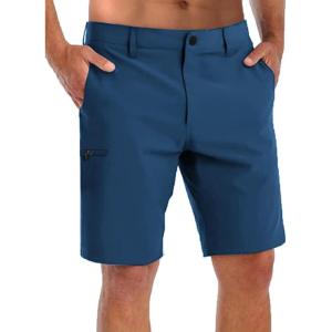 imageCOOFANDY Mens Hybrid Casual Golf Shorts 9quot Stretch Lightweight Quick Dry Summer Hiking Travel Shorts with Zipper PocketsBlue