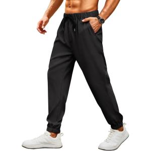 imageCOOFANDY Mens Joggers Pants Regular Fit Casual Pants Lightweight Elastic Waistband Pants with PocketsBlack