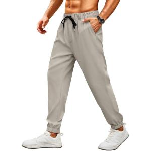 imageCOOFANDY Mens Joggers Pants Regular Fit Casual Pants Lightweight Elastic Waistband Pants with PocketsLight Grey