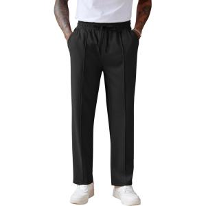 imageCOOFANDY Mens Knit Sweatpants Lightweight Open Bottom Casual Pants Drawstring Jogger Yoga Pants with PocketsBlack