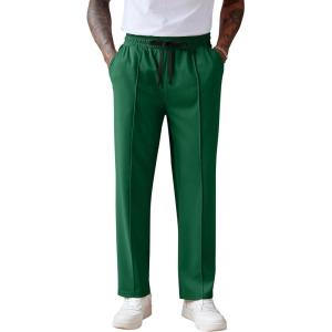 imageCOOFANDY Mens Knit Sweatpants Lightweight Open Bottom Casual Pants Drawstring Jogger Yoga Pants with PocketsGreen