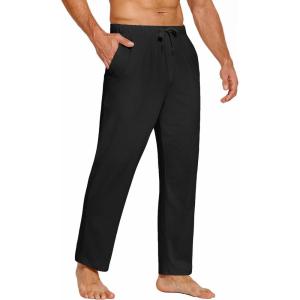 imageCOOFANDY Mens Yoga Sweatpants Casual Open Bottom Pants Lightweight Jogger Track Pants with PocketsBlack
