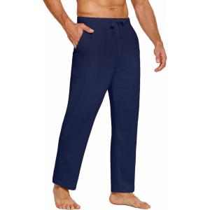 imageCOOFANDY Mens Yoga Sweatpants Casual Open Bottom Pants Lightweight Jogger Track Pants with PocketsNavy Blue