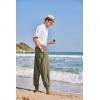 imageCOOFANDY Men Hippie Harem Pants Baggy Linen Cotton Boho Yoga Pants Summer Beach Pants Casual Drop Crotch TrouserArmy Green