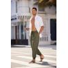 imageCOOFANDY Men Hippie Harem Pants Baggy Linen Cotton Boho Yoga Pants Summer Beach Pants Casual Drop Crotch TrouserArmy Green