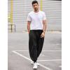 imageCOOFANDY Men Hippie Harem Pants Baggy Linen Cotton Boho Yoga Pants Summer Beach Pants Casual Drop Crotch TrouserBlack