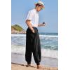 imageCOOFANDY Men Hippie Harem Pants Baggy Linen Cotton Boho Yoga Pants Summer Beach Pants Casual Drop Crotch TrouserBlack