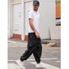 imageCOOFANDY Men Hippie Harem Pants Baggy Linen Cotton Boho Yoga Pants Summer Beach Pants Casual Drop Crotch TrouserBlack