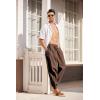 imageCOOFANDY Men Hippie Harem Pants Baggy Linen Cotton Boho Yoga Pants Summer Beach Pants Casual Drop Crotch TrouserBrown
