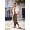 imageCOOFANDY Men Hippie Harem Pants Baggy Linen Cotton Boho Yoga Pants Summer Beach Pants Casual Drop Crotch TrouserBrown