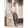 imageCOOFANDY Men Hippie Harem Pants Baggy Linen Cotton Boho Yoga Pants Summer Beach Pants Casual Drop Crotch TrouserDark Grey