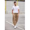 imageCOOFANDY Men Hippie Harem Pants Baggy Linen Cotton Boho Yoga Pants Summer Beach Pants Casual Drop Crotch TrouserDark Khaki
