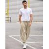 imageCOOFANDY Men Hippie Harem Pants Baggy Linen Cotton Boho Yoga Pants Summer Beach Pants Casual Drop Crotch TrouserKhaki