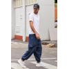 imageCOOFANDY Men Hippie Harem Pants Baggy Linen Cotton Boho Yoga Pants Summer Beach Pants Casual Drop Crotch TrouserPure Blue