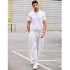 imageCOOFANDY Men Hippie Harem Pants Baggy Linen Cotton Boho Yoga Pants Summer Beach Pants Casual Drop Crotch TrouserWhite