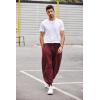 imageCOOFANDY Men Hippie Harem Pants Baggy Linen Cotton Boho Yoga Pants Summer Beach Pants Casual Drop Crotch TrouserWine Red