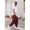 imageCOOFANDY Men Hippie Harem Pants Baggy Linen Cotton Boho Yoga Pants Summer Beach Pants Casual Drop Crotch TrouserWine Red