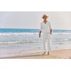 imageCOOFANDY Mens 2 Pieces Cotton Linen Set Henley Shirt Long Sleeve and Casual Beach Pants Summer Yoga Outfits01white