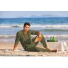 imageCOOFANDY Mens 2 Pieces Cotton Linen Set Henley Shirt Long Sleeve and Casual Beach Pants Summer Yoga OutfitsArmy Green