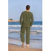 imageCOOFANDY Mens 2 Pieces Cotton Linen Set Henley Shirt Long Sleeve and Casual Beach Pants Summer Yoga OutfitsArmy Green