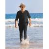 imageCOOFANDY Mens 2 Pieces Cotton Linen Set Henley Shirt Long Sleeve and Casual Beach Pants Summer Yoga OutfitsBlack