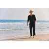 imageCOOFANDY Mens 2 Pieces Cotton Linen Set Henley Shirt Long Sleeve and Casual Beach Pants Summer Yoga OutfitsBlack