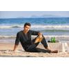 imageCOOFANDY Mens 2 Pieces Cotton Linen Set Henley Shirt Long Sleeve and Casual Beach Pants Summer Yoga OutfitsBlack