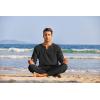 imageCOOFANDY Mens 2 Pieces Cotton Linen Set Henley Shirt Long Sleeve and Casual Beach Pants Summer Yoga OutfitsBlack