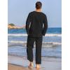 imageCOOFANDY Mens 2 Pieces Cotton Linen Set Henley Shirt Long Sleeve and Casual Beach Pants Summer Yoga OutfitsBlack