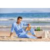 imageCOOFANDY Mens 2 Pieces Cotton Linen Set Henley Shirt Long Sleeve and Casual Beach Pants Summer Yoga OutfitsBlue