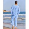 imageCOOFANDY Mens 2 Pieces Cotton Linen Set Henley Shirt Long Sleeve and Casual Beach Pants Summer Yoga OutfitsBlue
