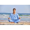 imageCOOFANDY Mens 2 Pieces Cotton Linen Set Henley Shirt Long Sleeve and Casual Beach Pants Summer Yoga OutfitsBlue