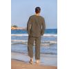 imageCOOFANDY Mens 2 Pieces Cotton Linen Set Henley Shirt Long Sleeve and Casual Beach Pants Summer Yoga OutfitsBrown
