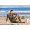 imageCOOFANDY Mens 2 Pieces Cotton Linen Set Henley Shirt Long Sleeve and Casual Beach Pants Summer Yoga OutfitsBrown