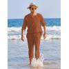 imageCOOFANDY Mens 2 Pieces Cotton Linen Set Henley Shirt Long Sleeve and Casual Beach Pants Summer Yoga OutfitsCaramel
