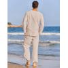 imageCOOFANDY Mens 2 Pieces Cotton Linen Set Henley Shirt Long Sleeve and Casual Beach Pants Summer Yoga OutfitsChampagne