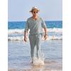 imageCOOFANDY Mens 2 Pieces Cotton Linen Set Henley Shirt Long Sleeve and Casual Beach Pants Summer Yoga OutfitsGrey
