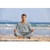 imageCOOFANDY Mens 2 Pieces Cotton Linen Set Henley Shirt Long Sleeve and Casual Beach Pants Summer Yoga OutfitsGrey