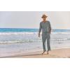imageCOOFANDY Mens 2 Pieces Cotton Linen Set Henley Shirt Long Sleeve and Casual Beach Pants Summer Yoga OutfitsGrey