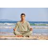 imageCOOFANDY Mens 2 Pieces Cotton Linen Set Henley Shirt Long Sleeve and Casual Beach Pants Summer Yoga OutfitsKhaki
